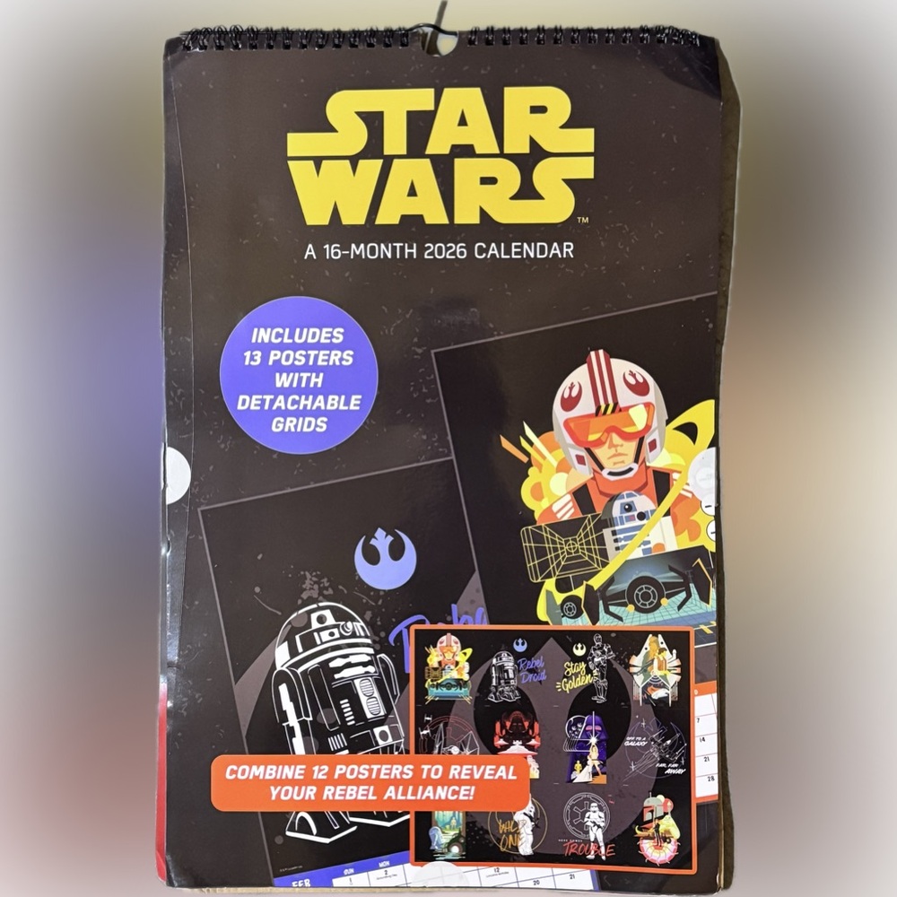 NWT 2026 Star‎ Wars Oversized Poster Calendar with 13 Detachable Posters